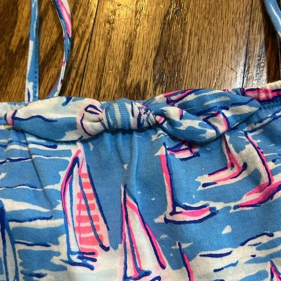 Lilly Pulitzer Girls Jaycee Romper Zanzibar Blue Boatyliciouslarge (8-10) NWOT